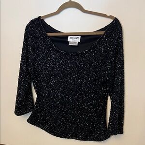 Black Beaded Women's Scoop Neck Top